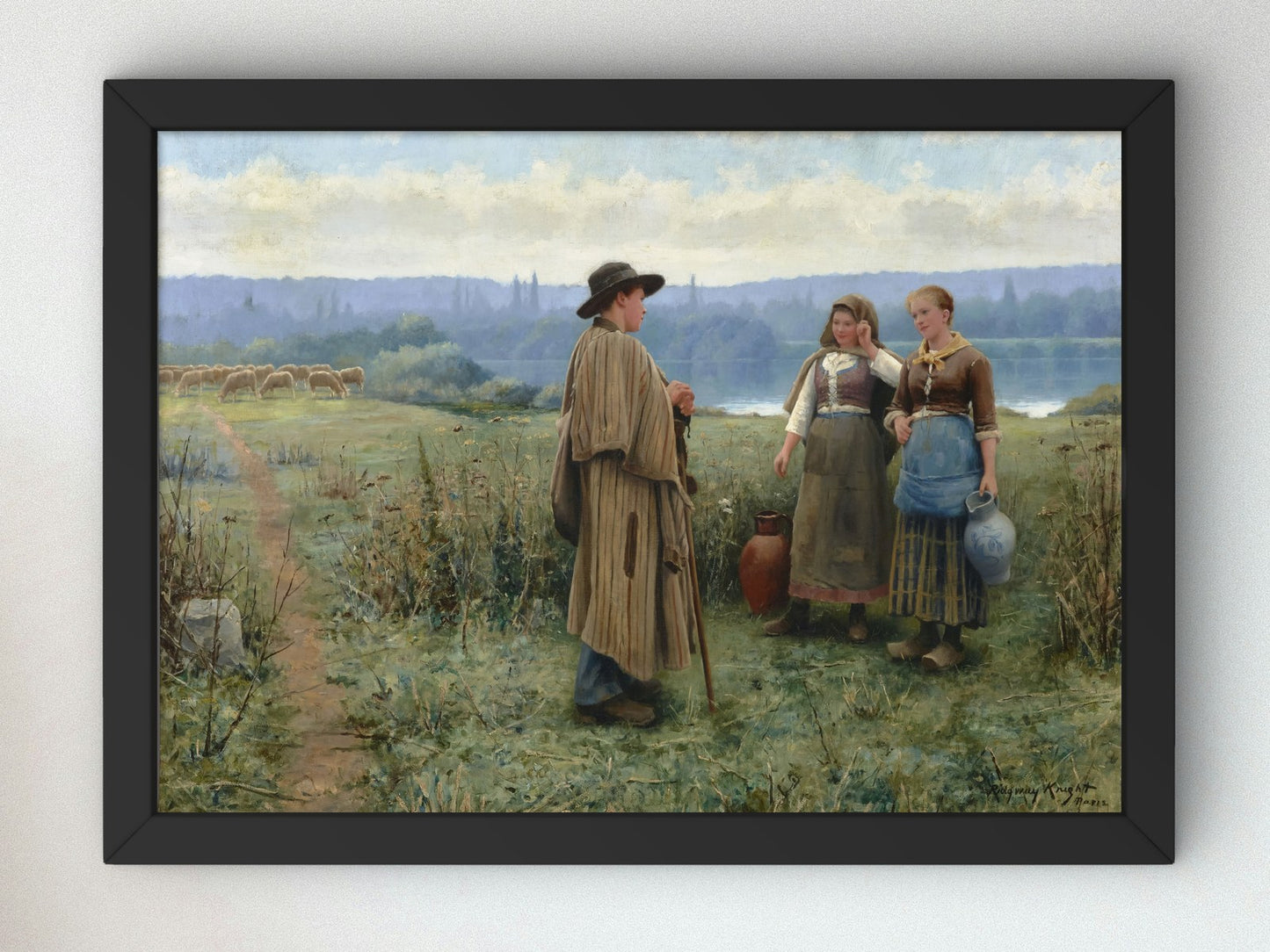 An Idle Moment by Daniel Ridgway Knight 1890, Wall Art Print, Fine Art Reproduction, Museum Quality Decor, Poster