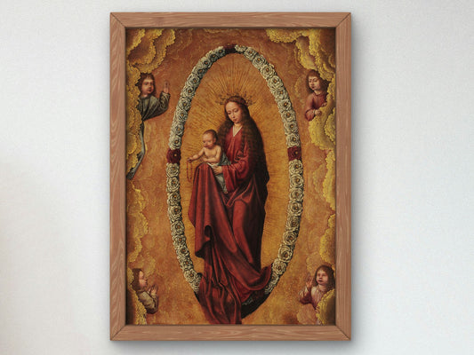 Virgin of the Rosary by Quentin Metsys 1520, Wall Art Print, Fine Art Reproduction, Museum Quality Decor, Poster