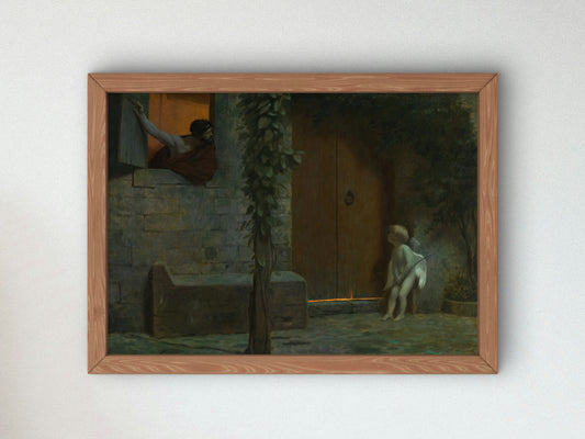 Cupid at the Door in a Rainstorm by Jean Léon Gérôme 1875, Wall Art Print, Fine Art Reproduction, Museum Quality Decor, Poster