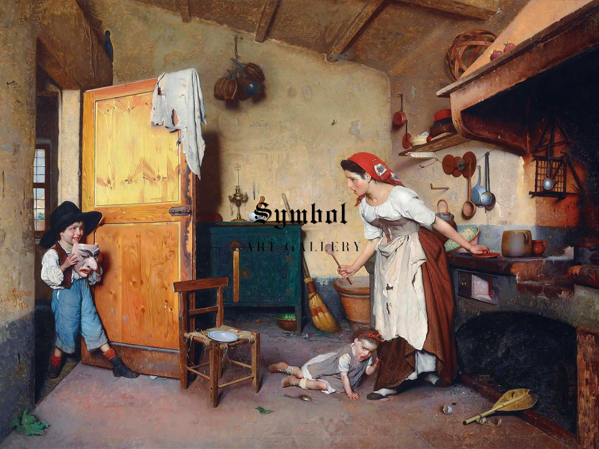 The Mask by Gaetano Chierici 1874, Wall Art Print, Fine Art Reproduction, Museum Quality Decor, Poster