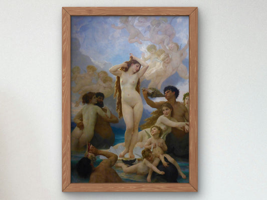 Birth of Venus by William Bouguereau 1879, Wall Art Print, Fine Art Reproduction, Museum Quality Decor, Poster