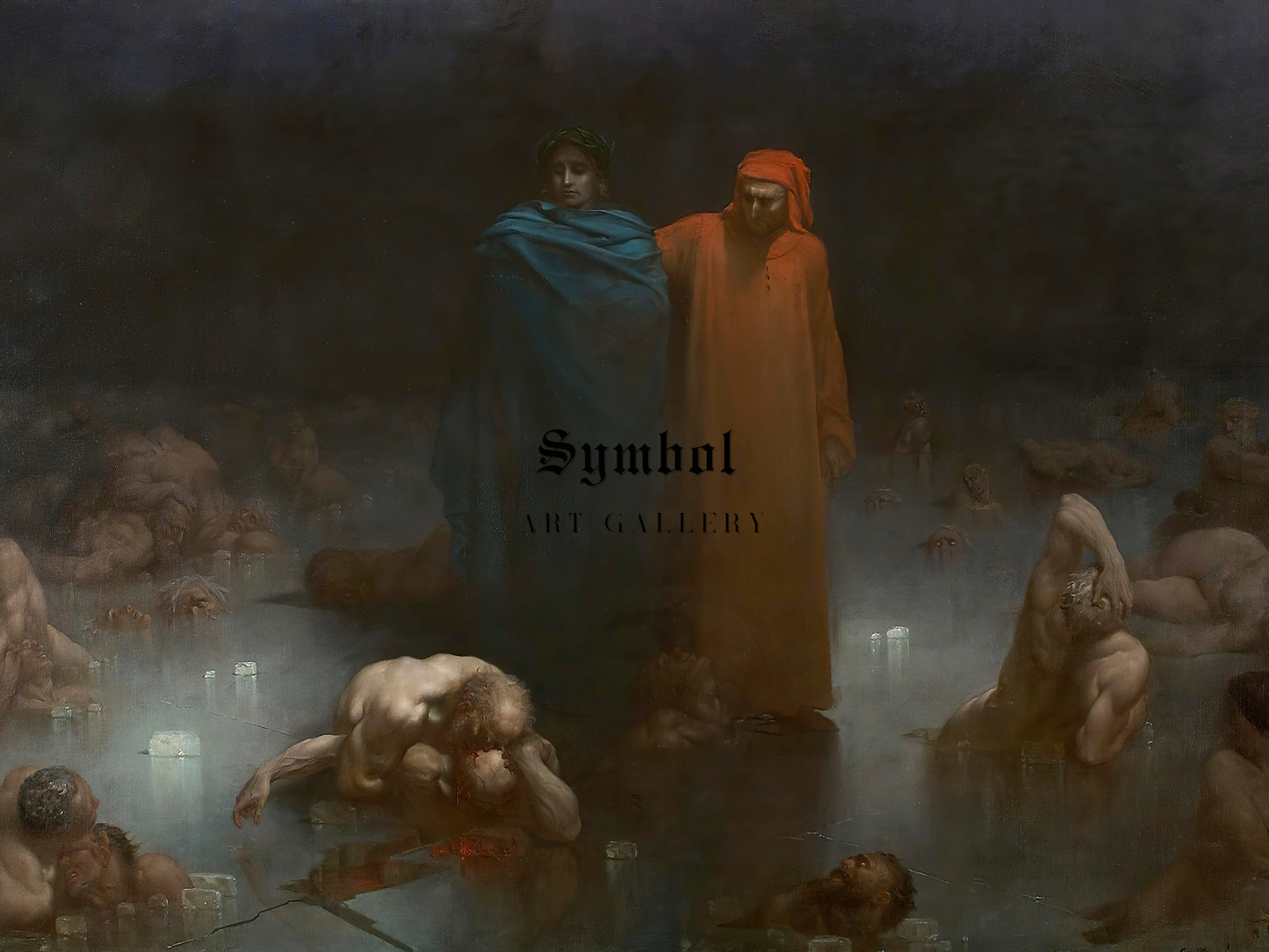 Dante and Virgil in the Ninth Circle of Hell by Gustave Doré 1861, Wall Art Print, Fine Art Reproduction, Museum Quality Decor, Poster