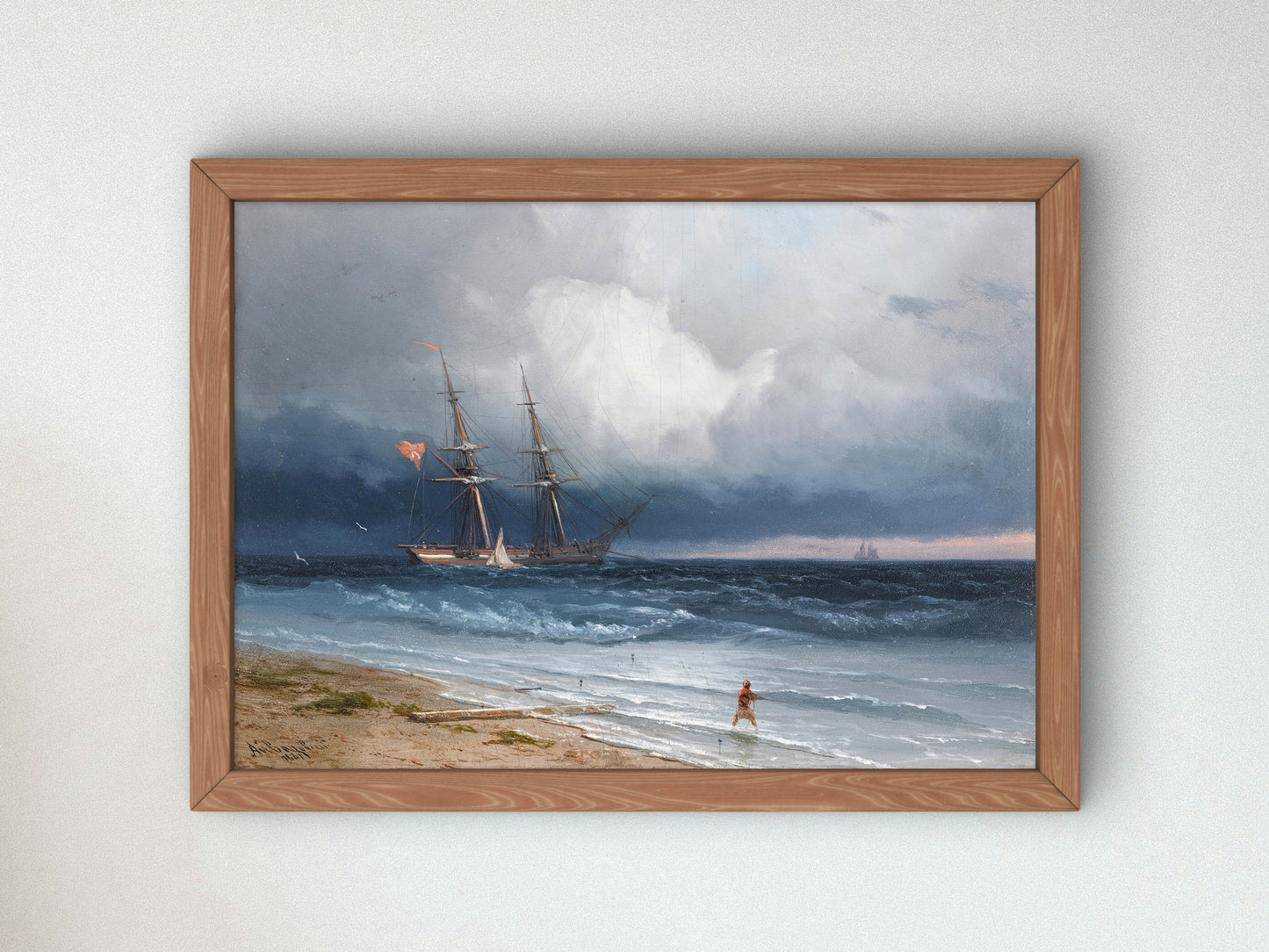Ship By the Shore by Ivan Konstantinovich Aivazovsky 1861, Wall Art Print, Fine Art Reproduction, Museum Quality Decor, Poster