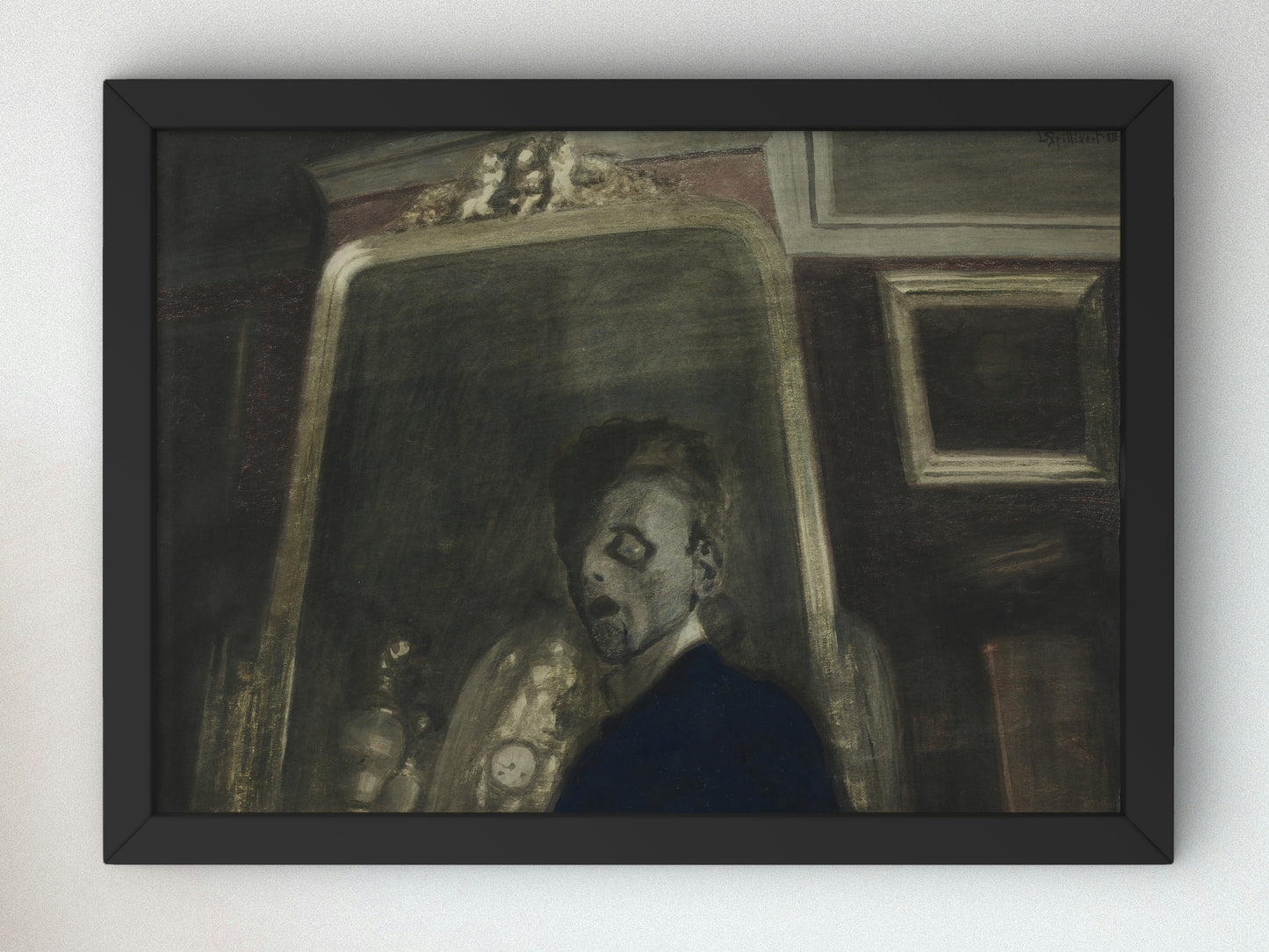 Self Portrait in Front of the Mirror by Léon Spilliaert 1908, Wall Art Print, Fine Art Reproduction, Museum Quality Decor, Poster