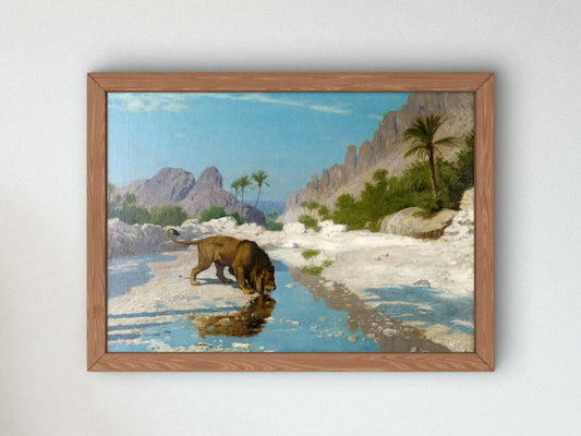 Lion in the Desert by Jean Léon Gérôme 1885, Wall Art Print, Fine Art Reproduction, Museum Quality Decor, Poster