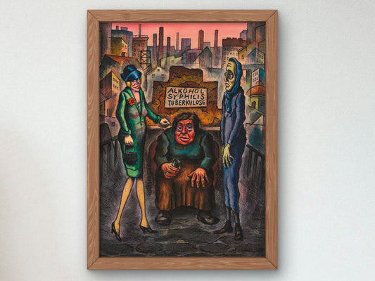 The Three Plagues of the People by Karl Wiener 1926, Wall Art Print, Fine Art Reproduction, Museum Quality Decor, Poster