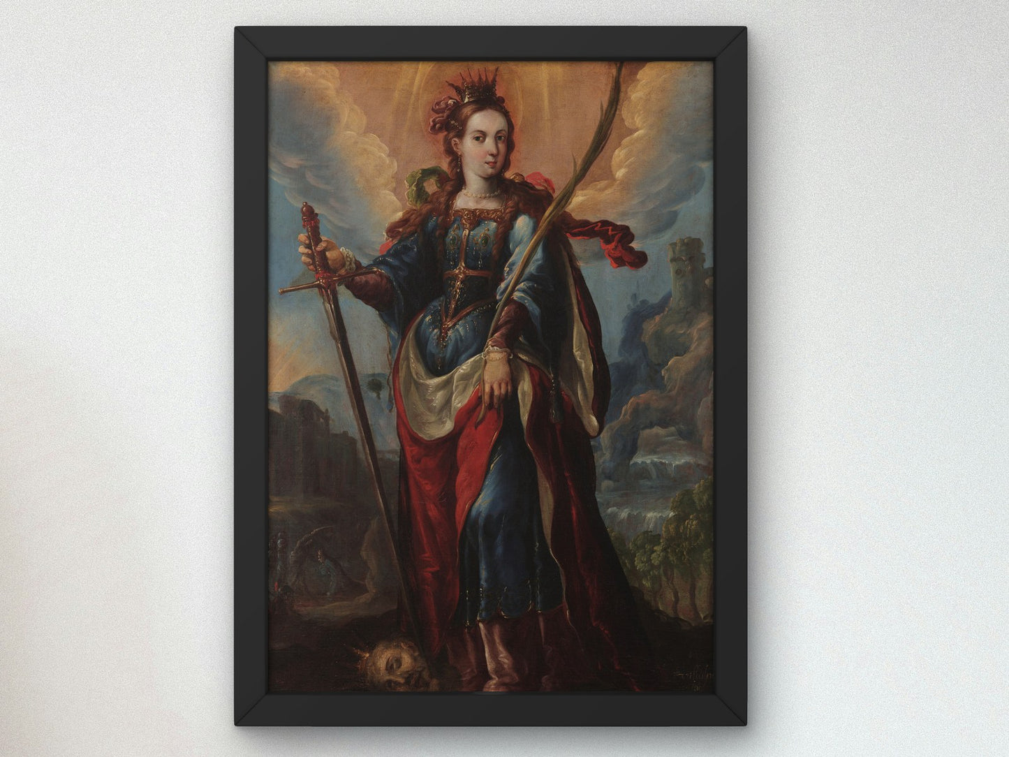 Saint Catherine of Alexandria by Cristóbal de Villalpando 1690, Wall Art Print, Fine Art Reproduction, Museum Quality Decor, Poster