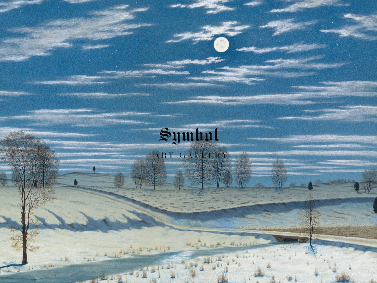 Winter Scene in Moonlight by Henry Farrer 1869, Wall Art Print, Fine Art Reproduction, Museum Quality Decor, Poster