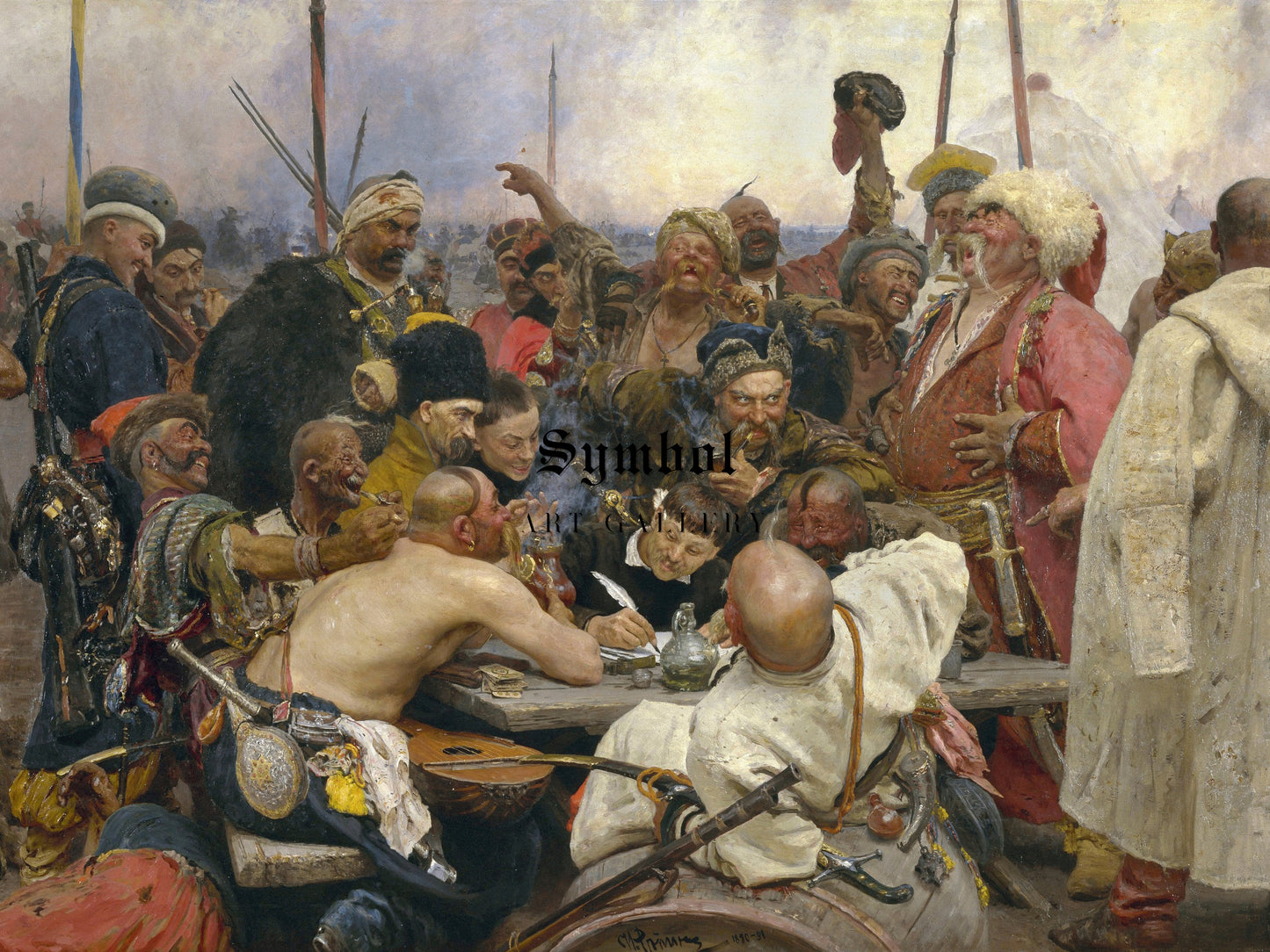 The Reply of the Zaporozhian Cossacks to Sultan Mehmet IV by Ilya Efimovich Repin 1891, Wall Art Print, Fine Art Reproduction