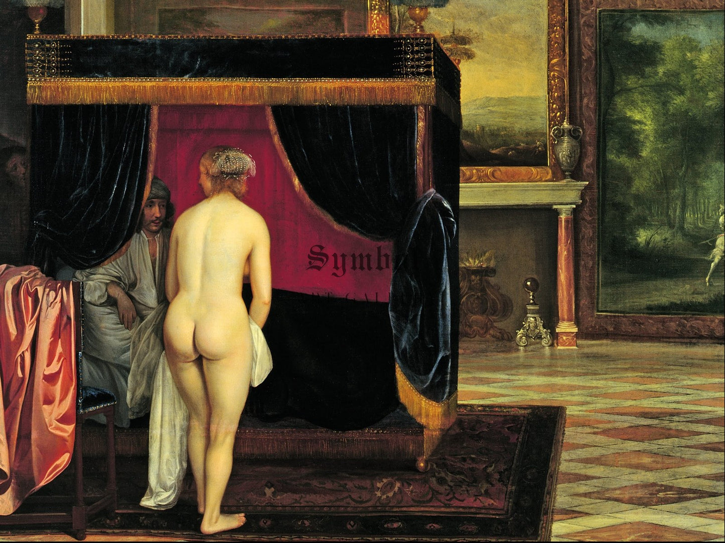 Kandaules' Wife Discovering the Hiding Gyges by Eglon van der Neer 1661, Wall Art Print, Fine Art Reproduction, Museum Quality Decor, Poster
