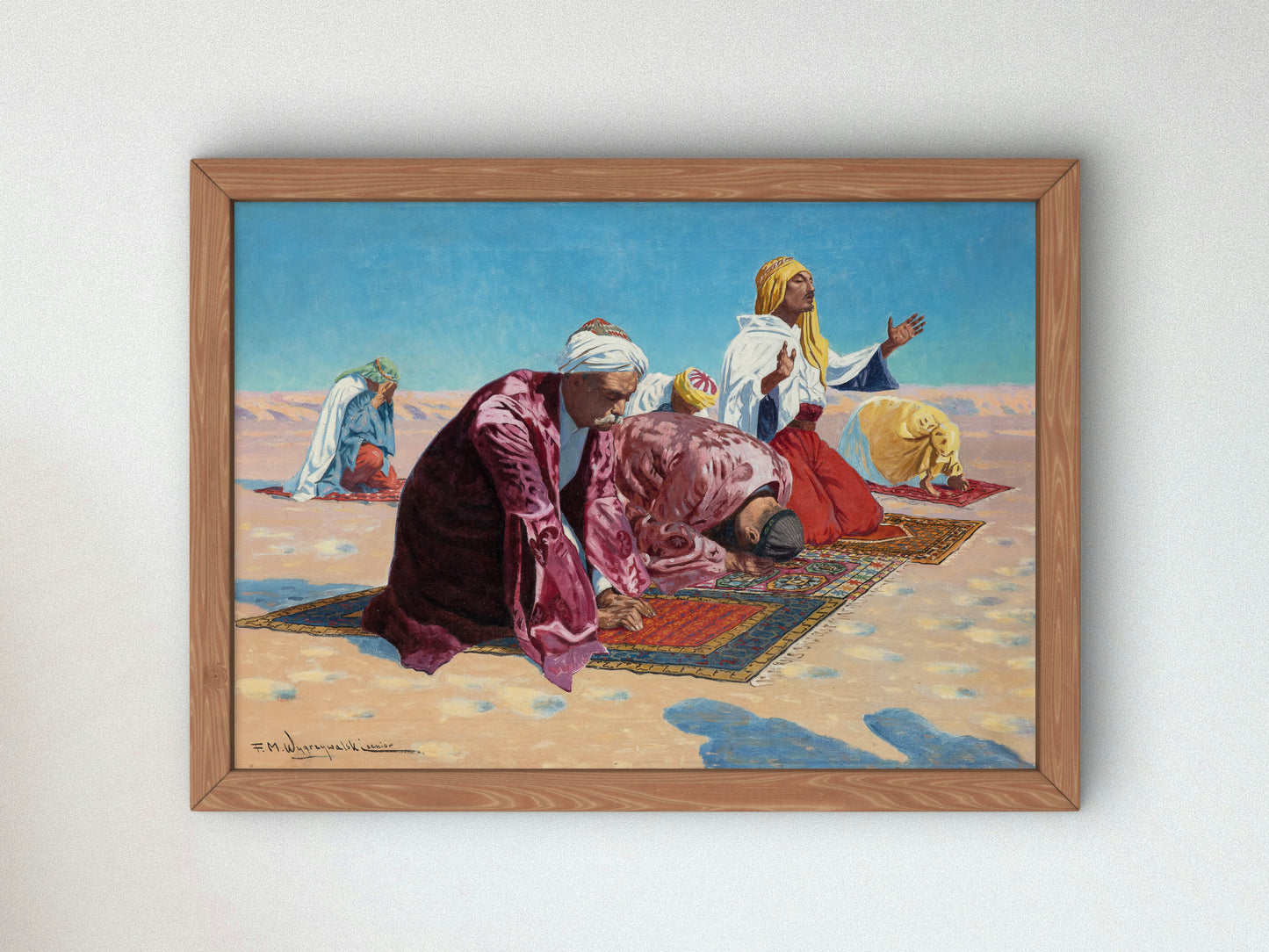 Praying in the Desert by Feliks Michał Wygrzywalski, Wall Art Print, Fine Art Reproduction, Museum Quality Decor, Poster