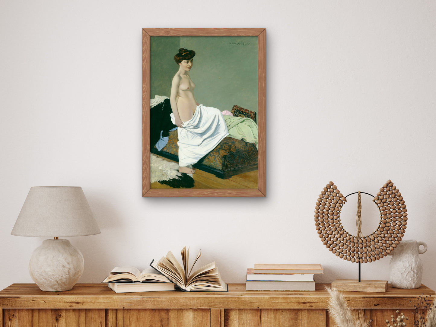 Standing Nude Holding Gown on Her Knee by Félix Vallotton 1904, Wall Art Print, Fine Art Reproduction, Museum Quality Decor, Poster