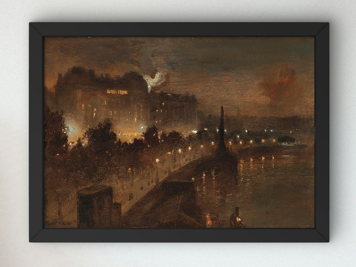 Victoria Embankment from Hungerford Bridge by George Hyde Pownall, Wall Art Print, Fine Art Reproduction, Museum Quality Decor, Poster