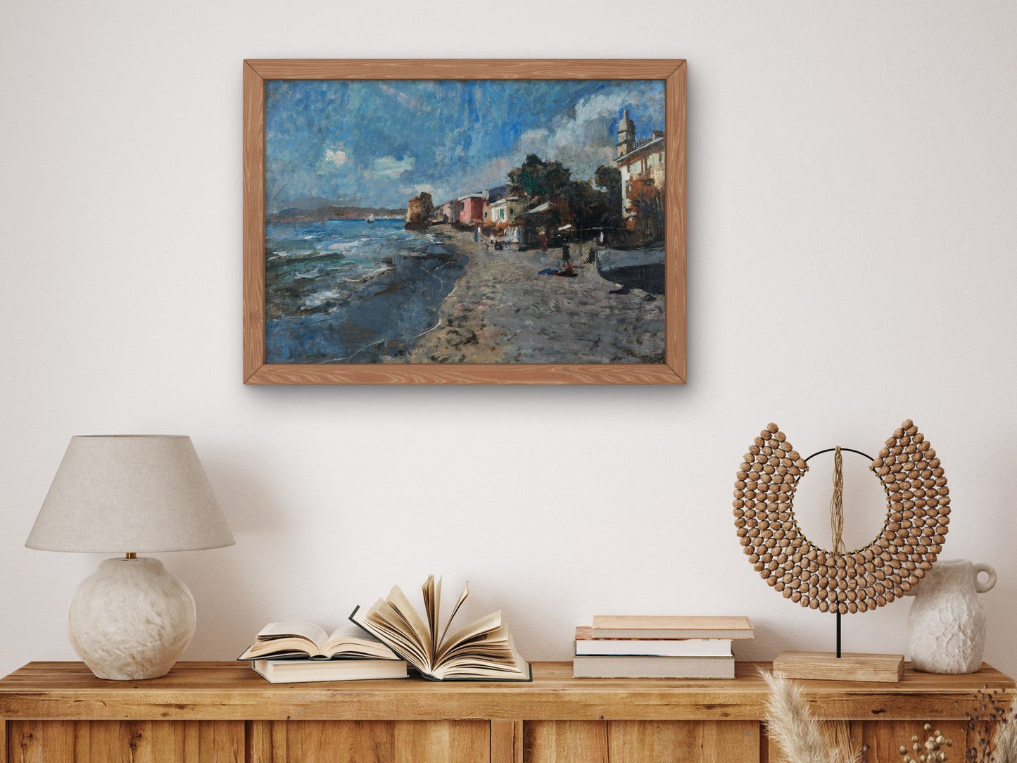 La spiaggia di Alassio by Emilio Gola 1918, Wall Art Print, Fine Art Reproduction, Museum Quality Decor, Poster