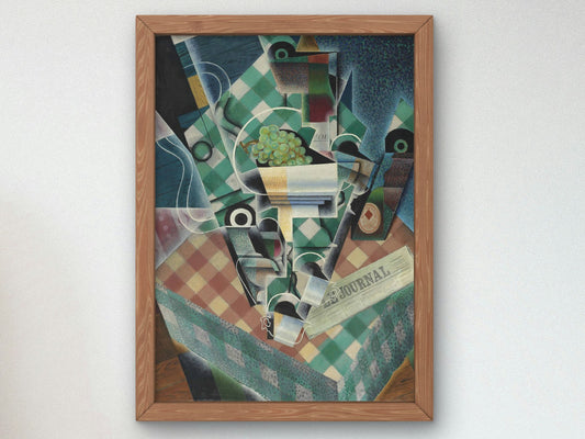 Nature morte à la nappe à carreaux by Juan Gris 1915, Wall Art Print, Fine Art Reproduction, Museum Quality Decor, Poster
