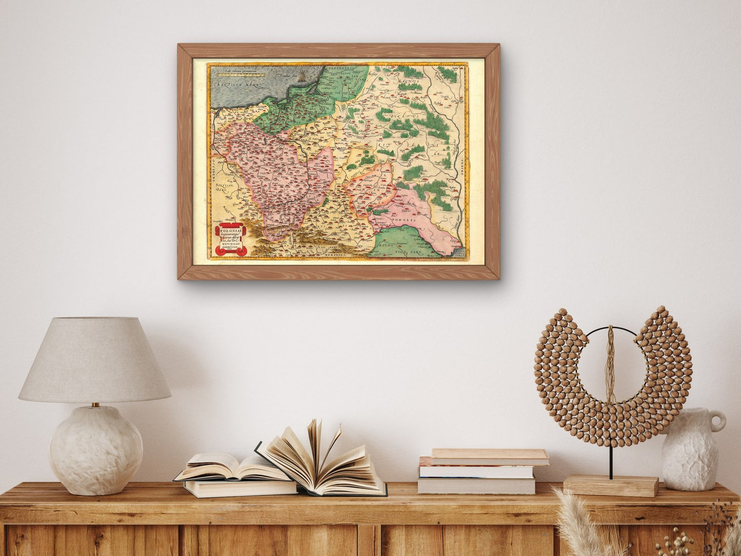 Description of Poland and the Surrounding Regions by Abraham Ortelius, Christophe Plantin 1584, Wall Art Print, Fine Art Reproduction