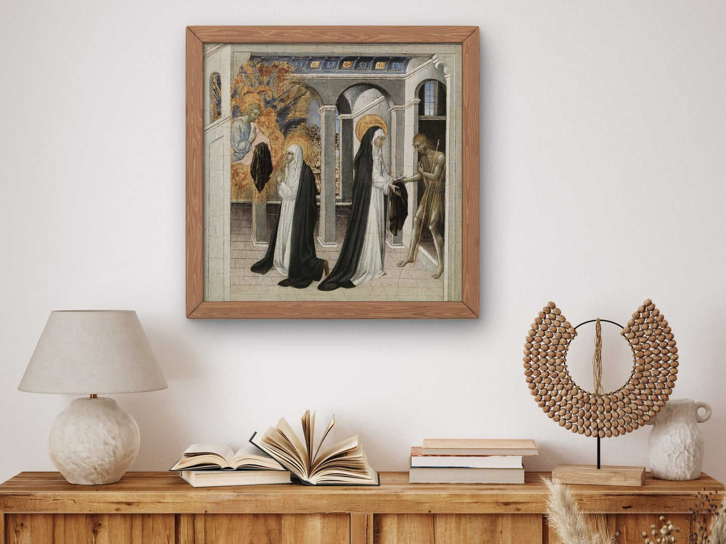 Saint Catherine of Siena and the Beggar by Giovanni di Paolo 1460, Wall Art Print, Fine Art Reproduction, Museum Quality Decor, Poster