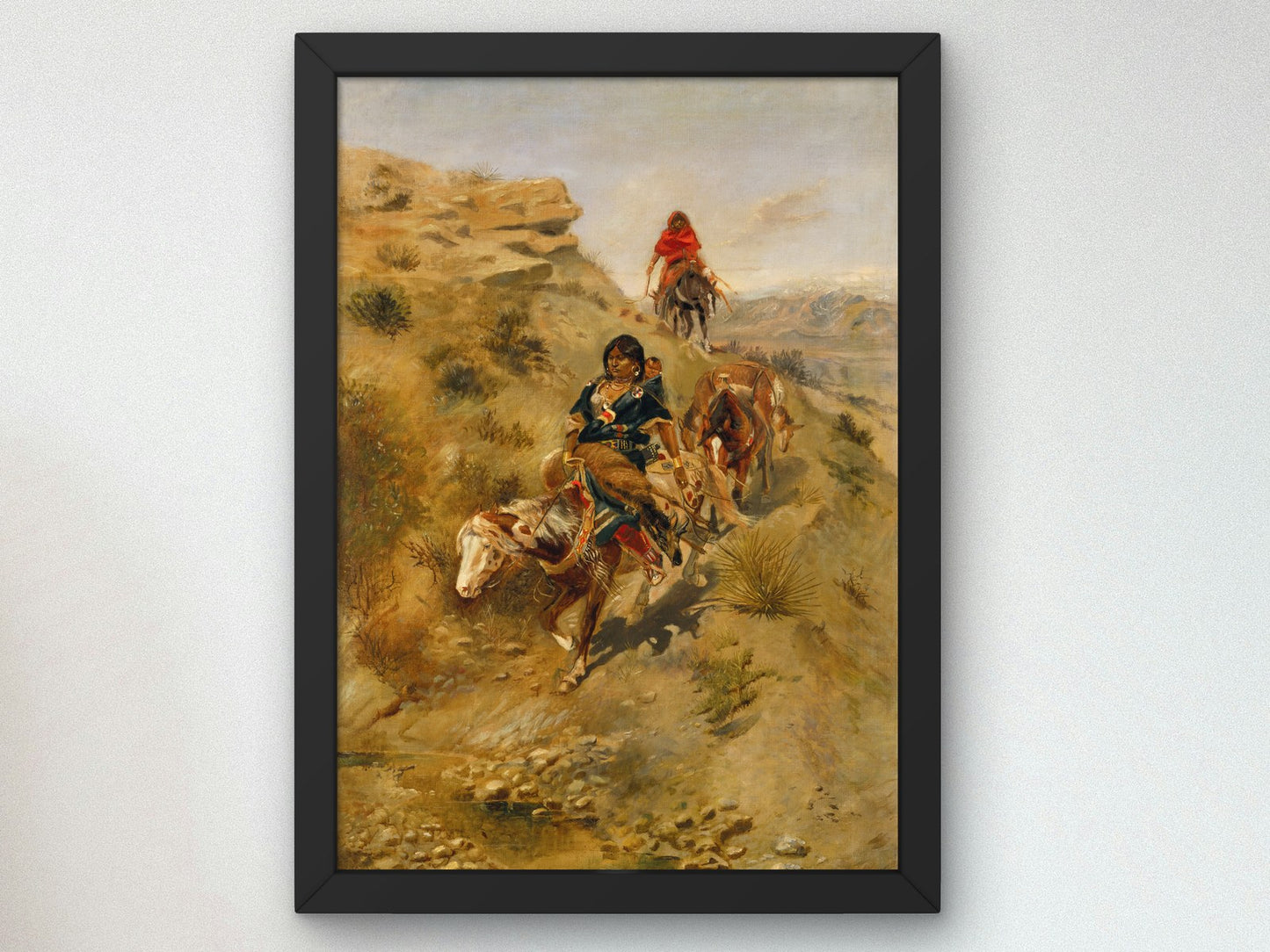 Bringing Home the Meat by Charles Marion Russell 1891, Wall Art Print, Fine Art Reproduction, Museum Quality Decor, Poster