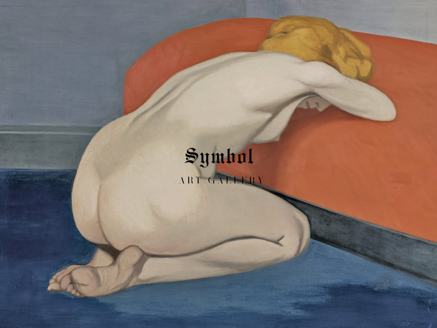 Woman Kneeling in Front of a Red Couch by Félix Vallotton 1915, Wall Art Print, Fine Art Reproduction, Museum Quality Decor, Poster