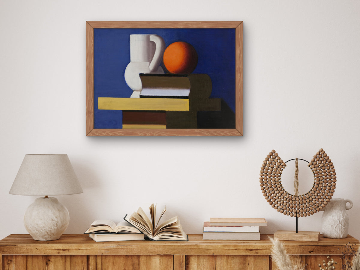 Still Life with White Jar, Orange and Book by Vilhelm Lundstrøm 1932, Wall Art Print, Fine Art Reproduction, Museum Quality Decor, Poster