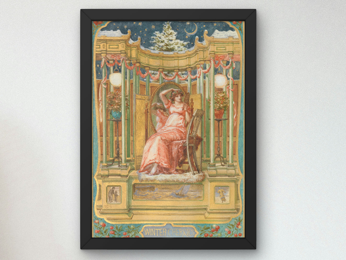 Winter Cherries by Edward John Poynter 1881, Wall Art Print, Fine Art Reproduction, Museum Quality Decor, Poster