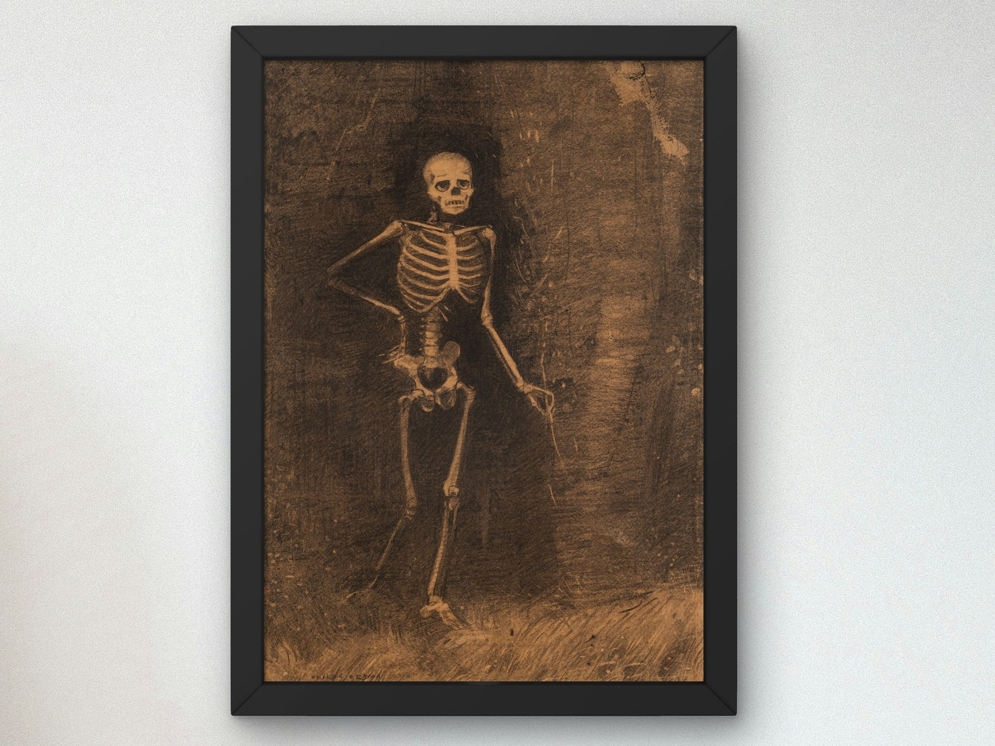 The Skeleton by Odilon Redon 1880, Wall Art Print, Fine Art Reproduction, Museum Quality Decor, Poster