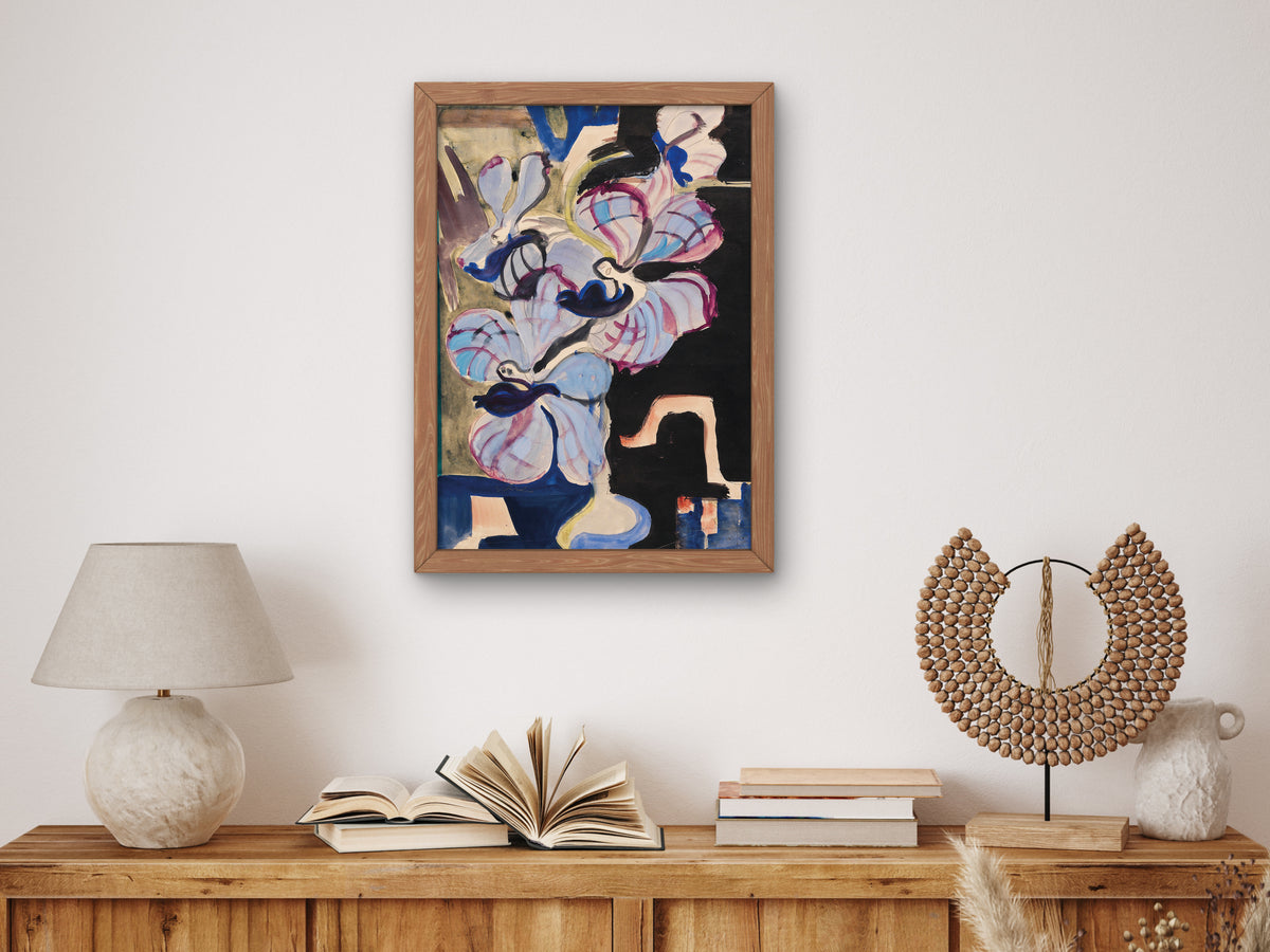 Still Life with Orchids, Dancing Dream Creatures by Ernst Ludwig Kirchner 1927, Wall Art Print, Fine Art Reproduction, Museum Quality Decor