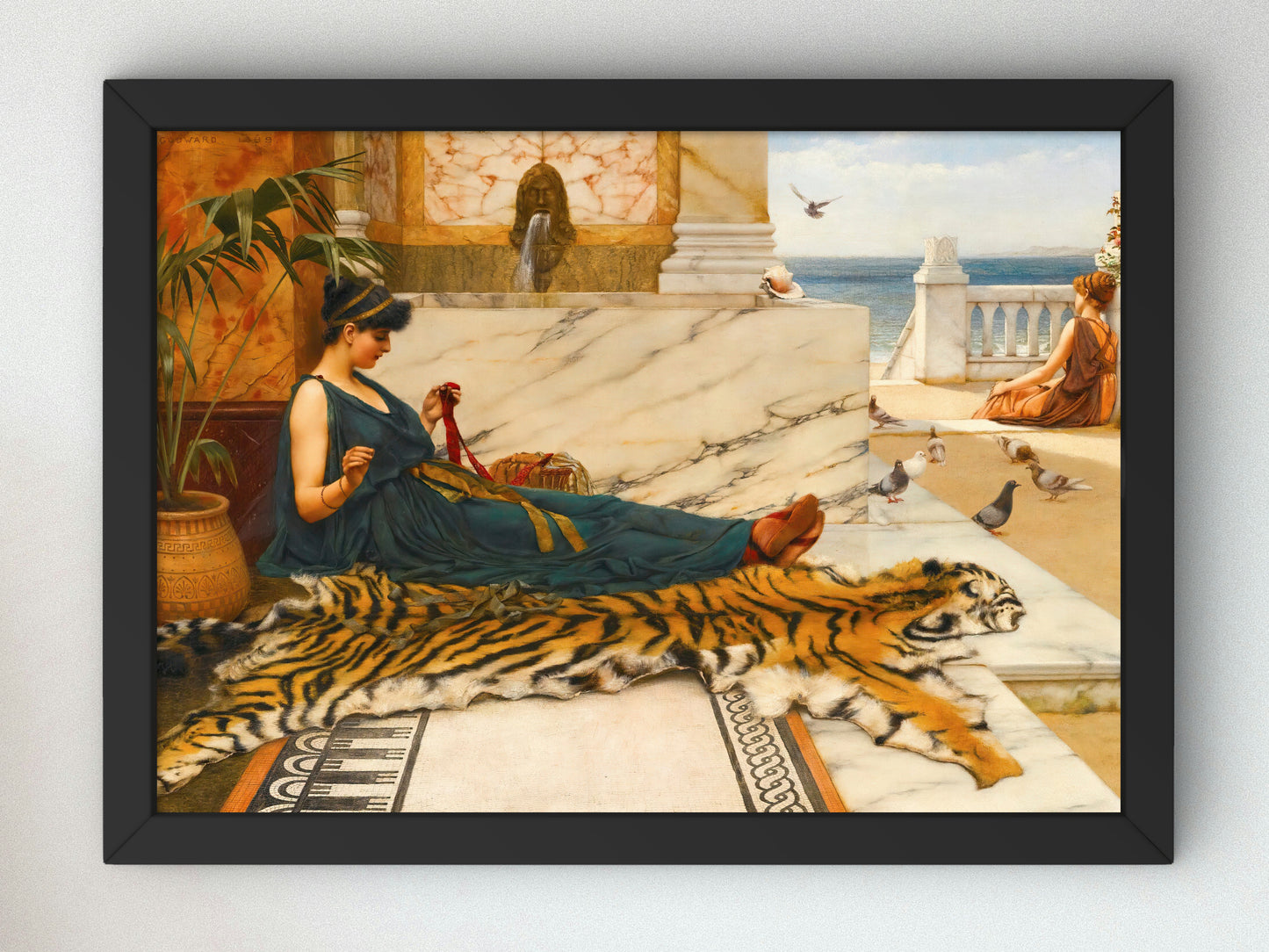 The Tigerskin by John William Godward 1889, Wall Art Print, Fine Art Reproduction, Museum Quality Decor, Poster
