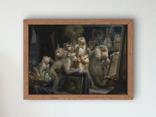 A Visit to the Artist's Studio by Gabriel von Max 1882, Wall Art Print, Fine Art Reproduction, Museum Quality Decor, Poster