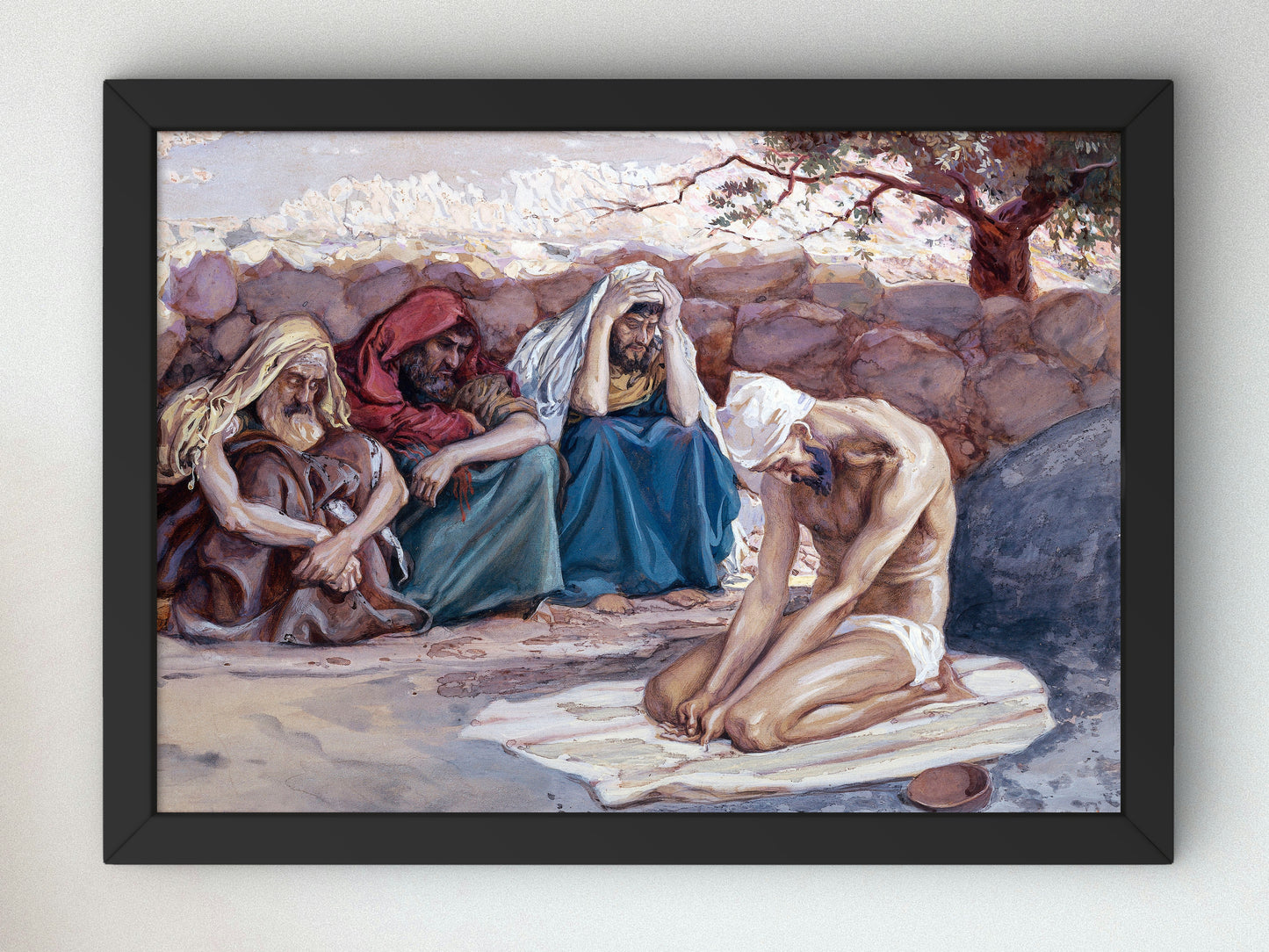 Job and His Three Friends by James Tissot 1896, Wall Art Print, Fine Art Reproduction, Museum Quality Decor, Poster