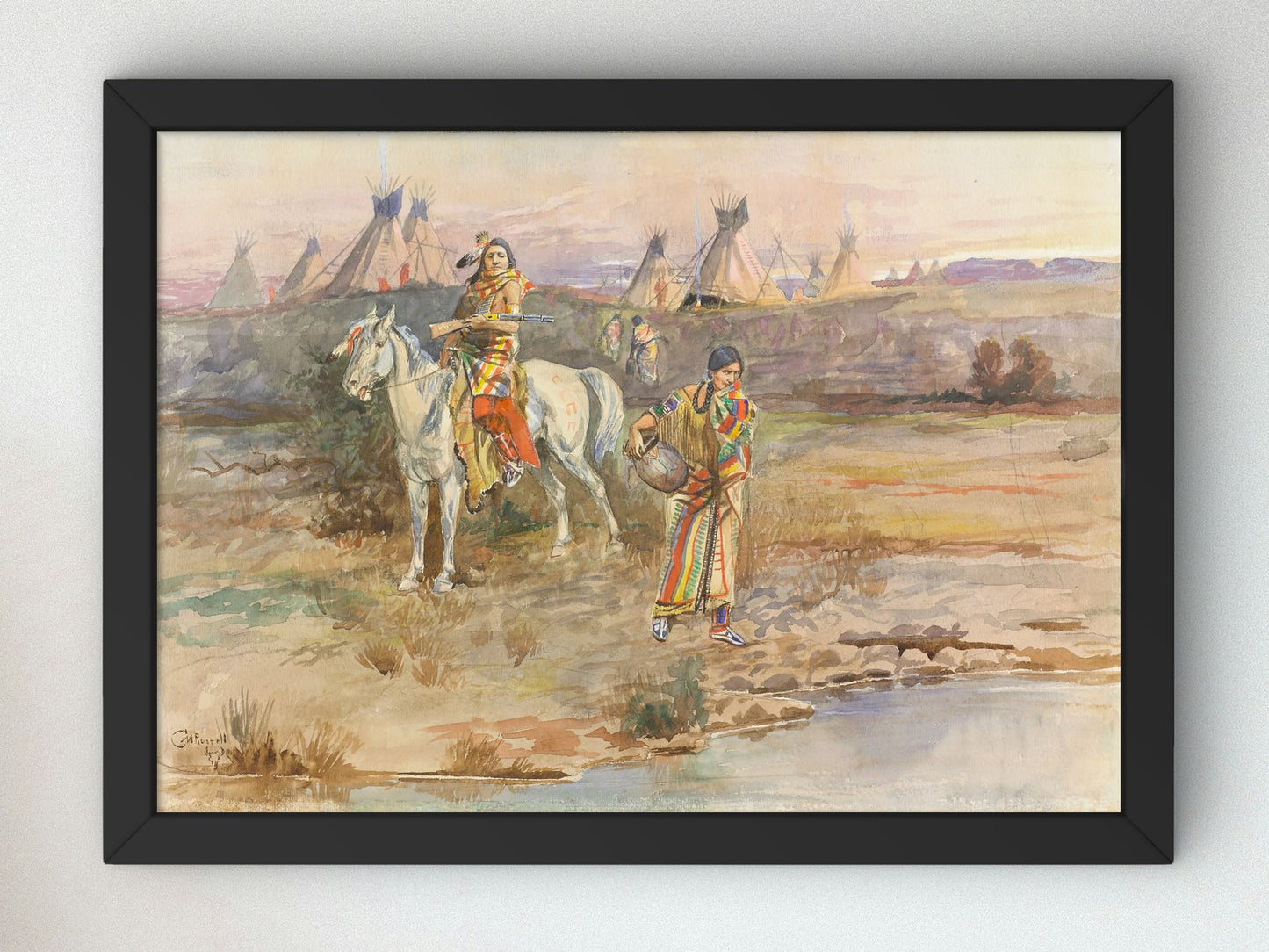 A Piegan Flirtation by Charles Marion Russell 1896, Wall Art Print, Fine Art Reproduction, Museum Quality Decor, Poster