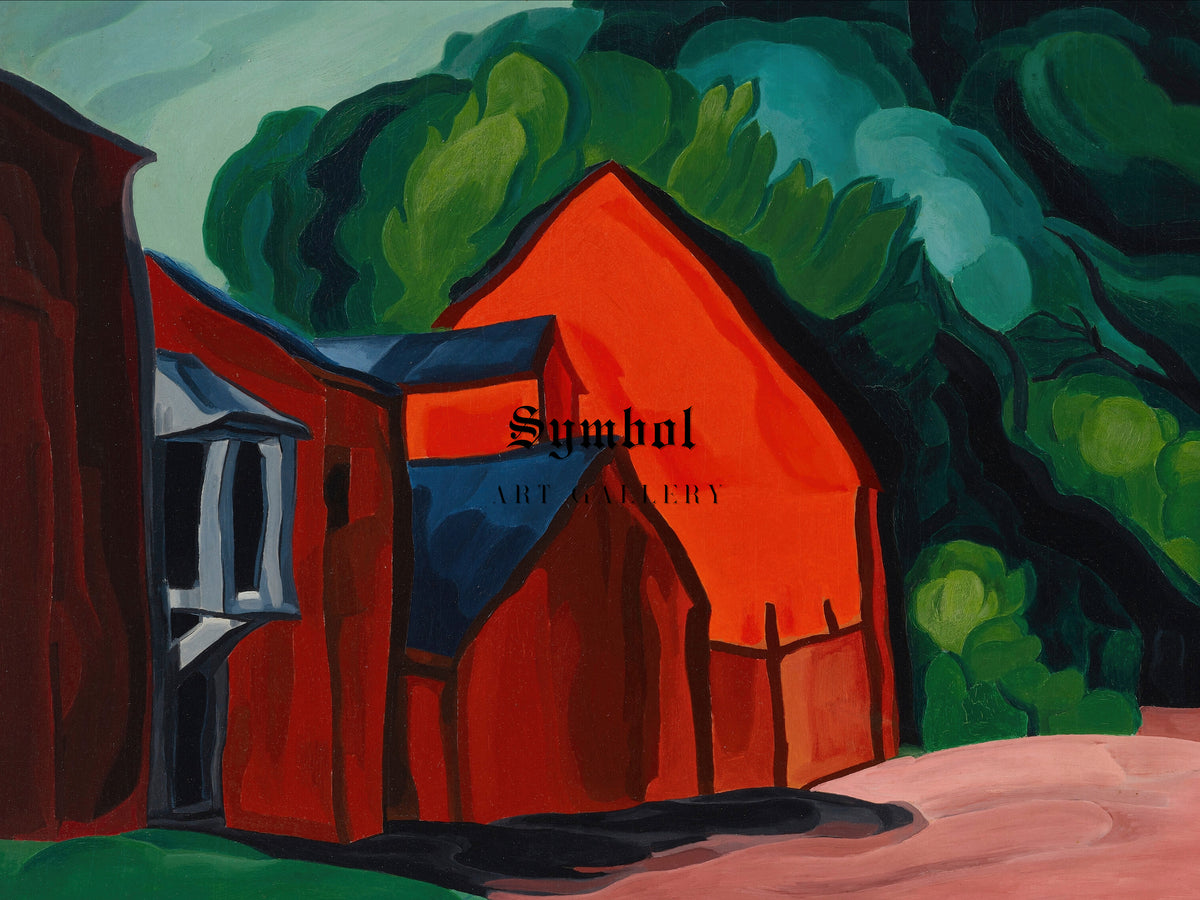 Farmyard by Oscar Bluemner 1928, Wall Art Print, Fine Art Reproduction, Museum Quality Decor, Poster