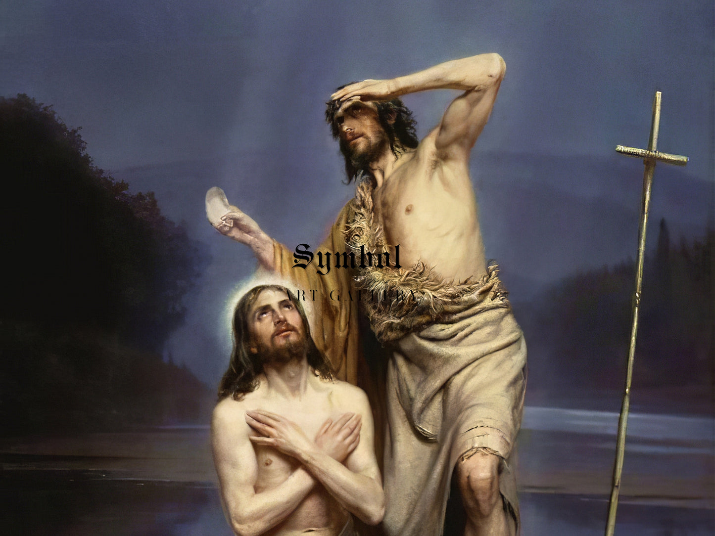 The Baptism of Christ by Carl Bloch 1875, Wall Art Print, Fine Art Reproduction, Museum Quality Decor, Poster