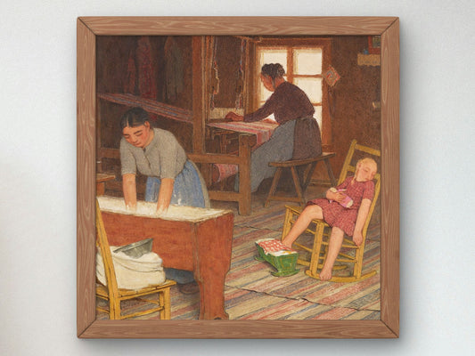 Baking and Weaving by Clarence Gagnon 1928, Wall Art Print, Fine Art Reproduction, Museum Quality Decor, Poster