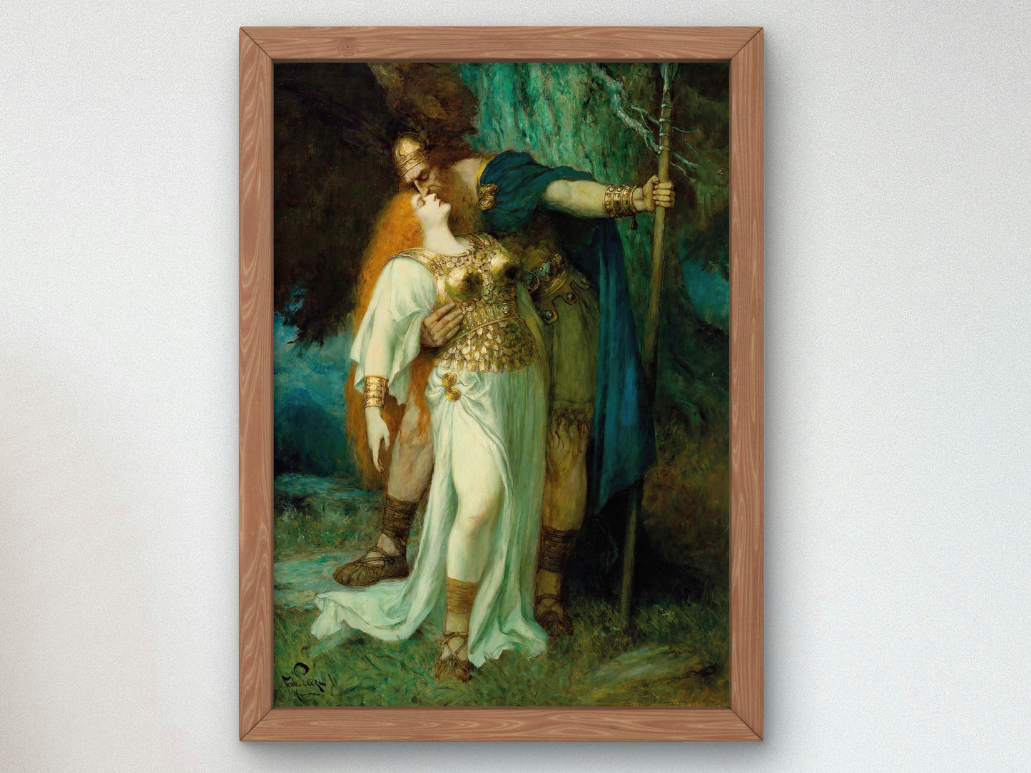 Wotan's Farewell to Brunhilde by Ferdinand Leeke, Wall Art Print, Fine Art Reproduction, Museum Quality Decor, Poster
