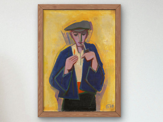 Boy with Pipe by Karl Hofer 1948, Wall Art Print, Fine Art Reproduction, Museum Quality Decor, Poster