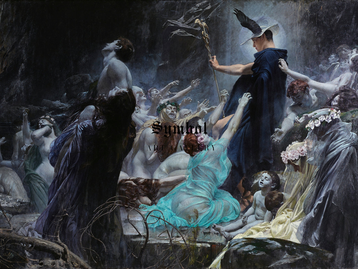 The Souls At The Acheron by Adolf Hirémy Hirschl 1898, Wall Art Print, Fine Art Reproduction, Museum Quality Decor, Poster