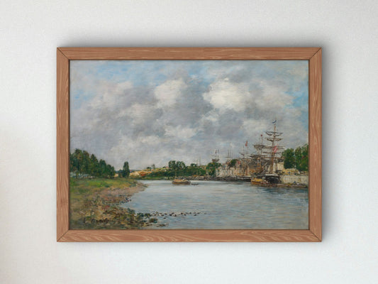 View of the Port of Saint Valéry sur Somme by Eugène Boudin 1891, Wall Art Print, Fine Art Reproduction, Museum Quality Decor, Poster