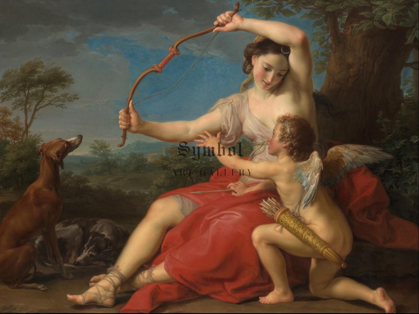 Diana and Cupid by Pompeo Batoni 1761, Wall Art Print, Fine Art Reproduction, Museum Quality Decor, Poster