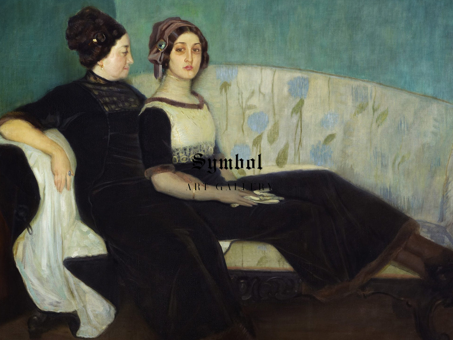 The widow Narezo and her daughter by Federico Beltrán Masses, Wall Art Print, Fine Art Reproduction, Museum Quality Decor, Poster
