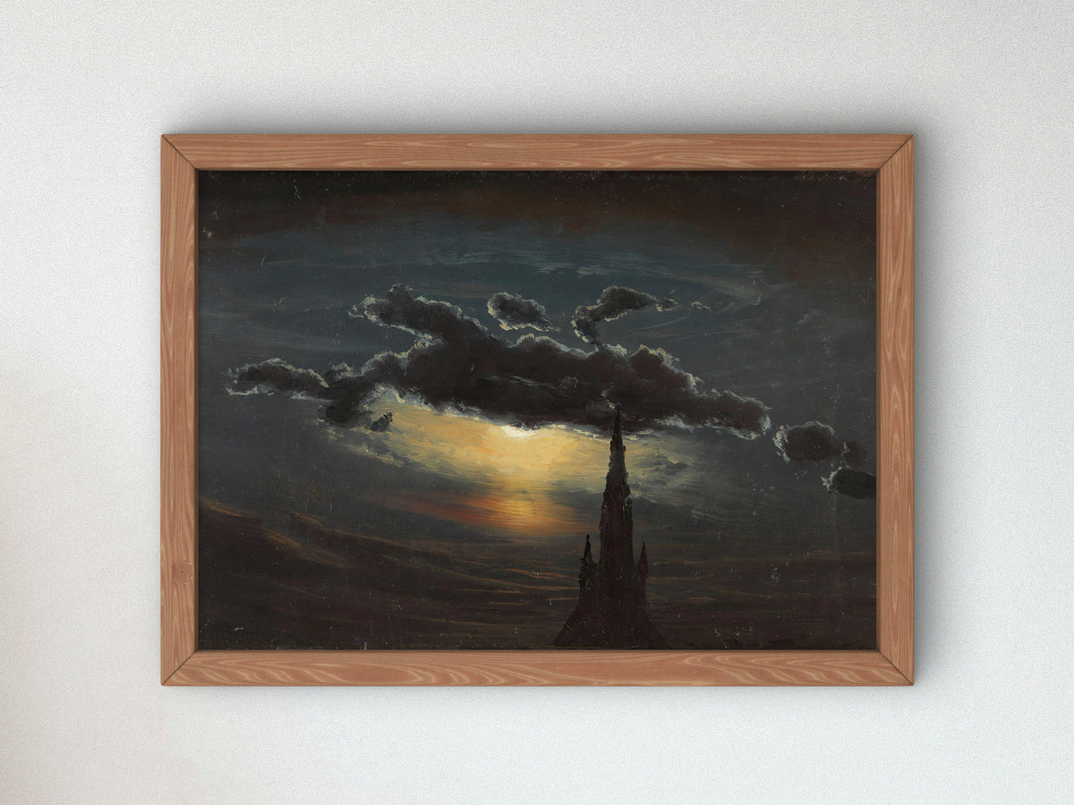 Study of Clouds in Moonlight by Knud Baade 1848, Wall Art Print, Fine Art Reproduction, Museum Quality Decor, Poster