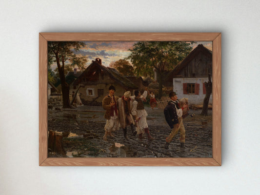 Happy Brothers by Uroš Predić 1887, Wall Art Print, Fine Art Reproduction, Museum Quality Decor, Poster