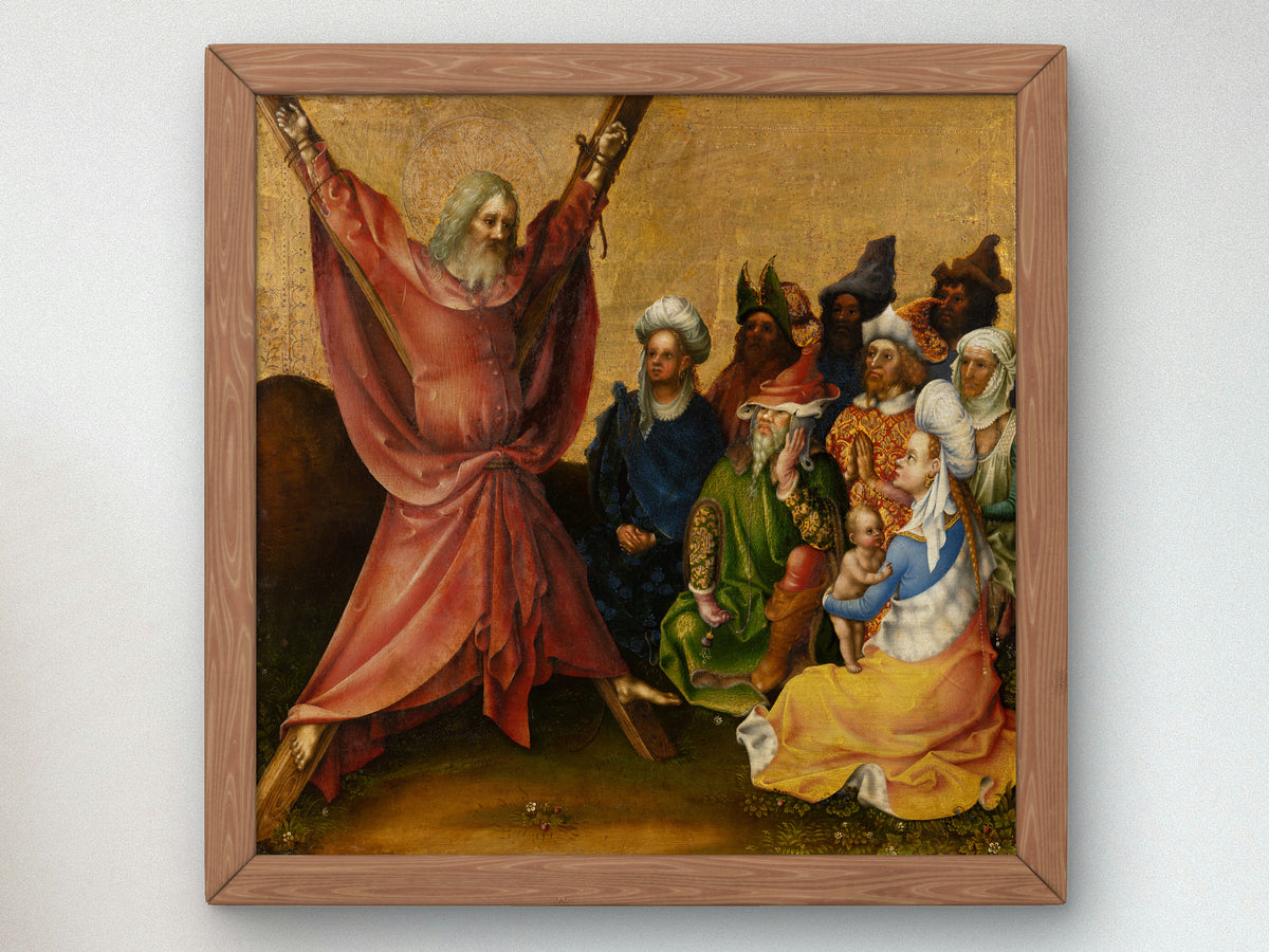 Martyrdom of St Andrew by Stefan Lochner 1435, Wall Art Print, Fine Art Reproduction, Museum Quality Decor, Poster