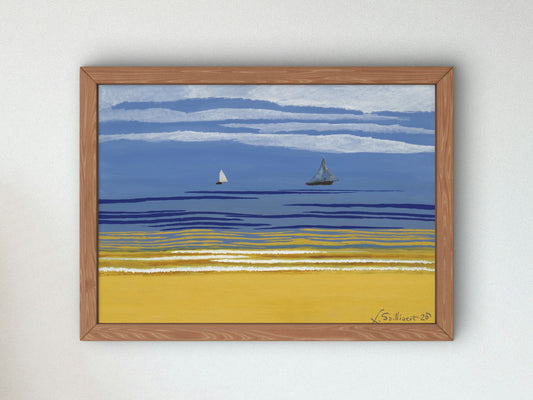 Seascape with Sailboats by Léon Spilliaert 1925, Wall Art Print, Fine Art Reproduction, Museum Quality Decor, Poster