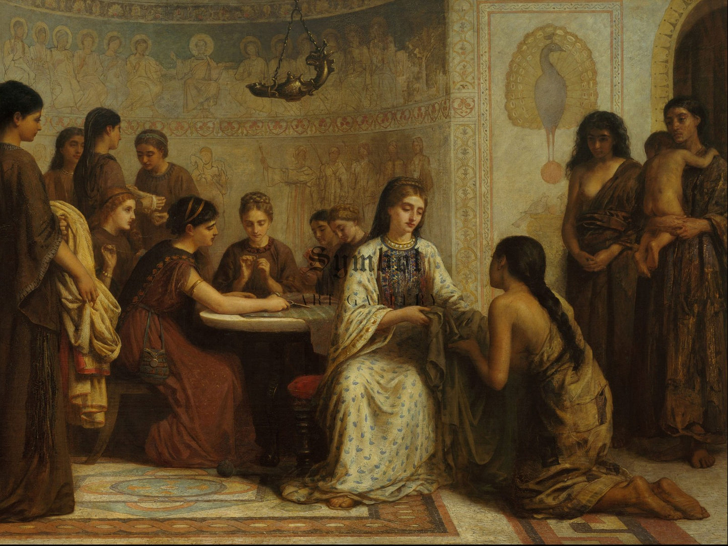 Dorcas Meeting in the 6th Century by Edwin Long 1873, Wall Art Print, Fine Art Reproduction, Museum Quality Decor, Poster