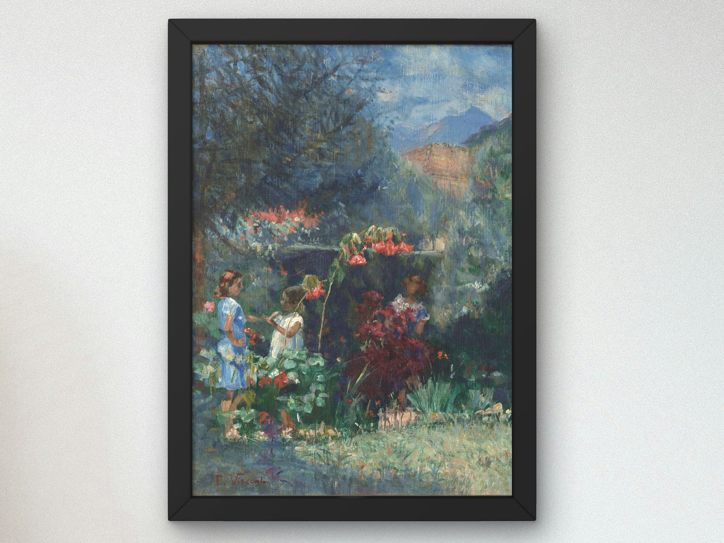 Three Girls in the Garden by Eliseu Visconti 1935, Wall Art Print, Fine Art Reproduction, Museum Quality Decor, Poster