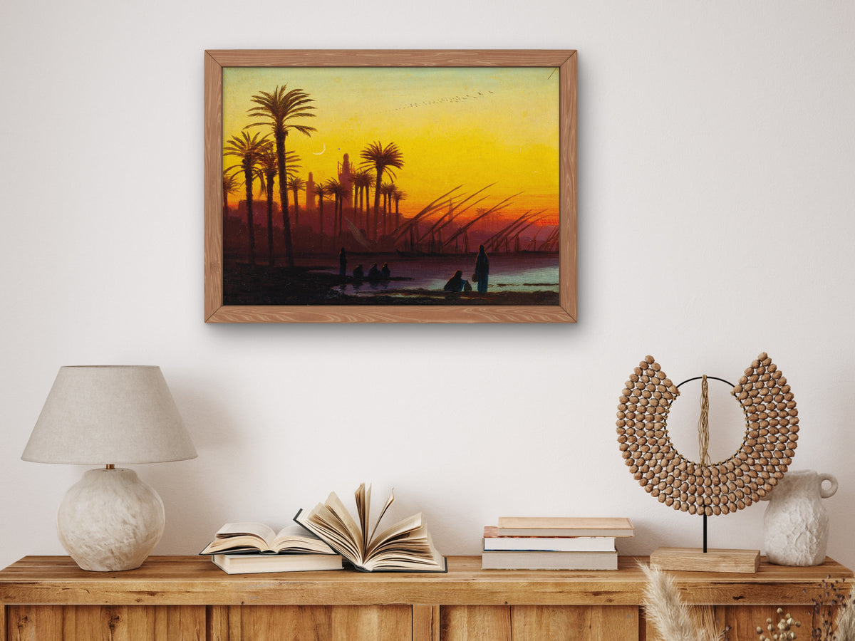 Sunset over the Nile by Charles Théodore Frère, Wall Art Print, Fine Art Reproduction, Museum Quality Decor, Poster