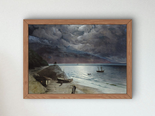 Night at Gurzuf by Ivan Konstantinovich Aivazovsky 1891, Wall Art Print, Fine Art Reproduction, Museum Quality Decor, Poster