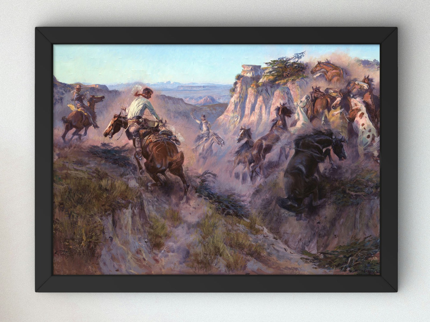 Wild Horse Hunters by Charles Marion Russell 1913, Wall Art Print, Fine Art Reproduction, Museum Quality Decor, Poster