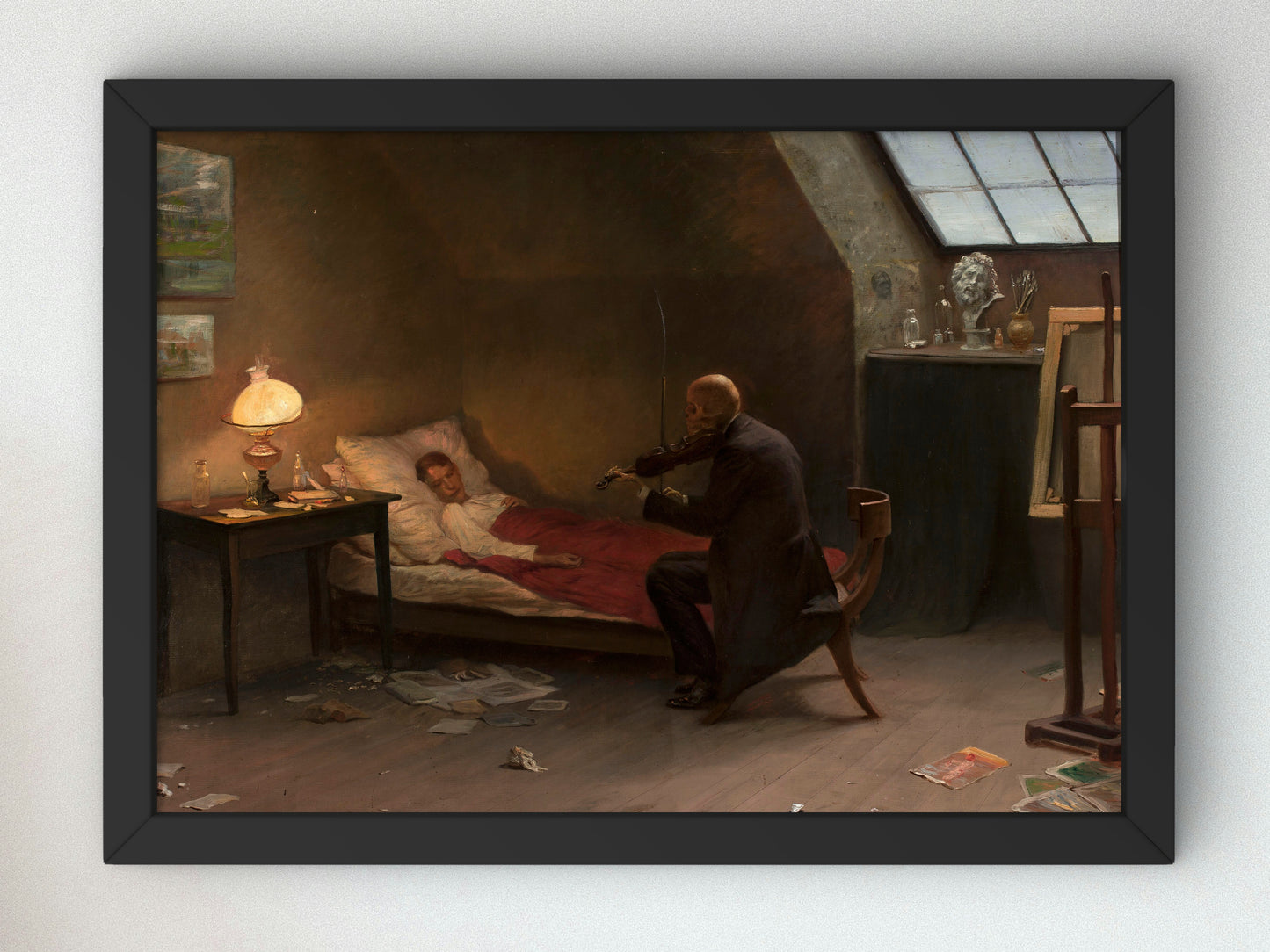 Artist's Death The Last Friend by Zygmunt Andrychiewicz 1901, Wall Art Print, Fine Art Reproduction, Museum Quality Decor, Poster
